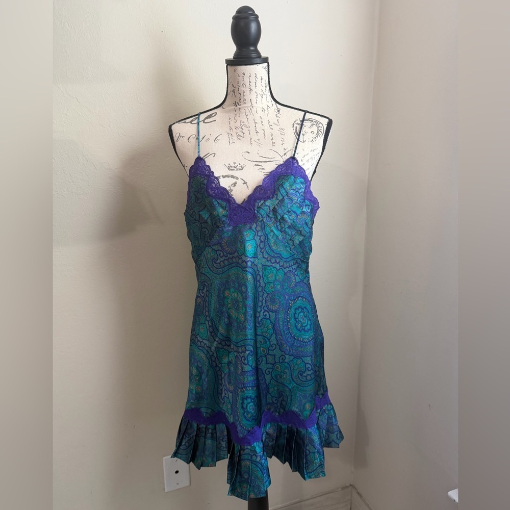 Victoria's Secret Teal and Purple Lace Chemise